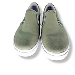 J. Crew Canvas Slip On Sneakers Mens 11.5 Olive Green Casual Shoes BS136